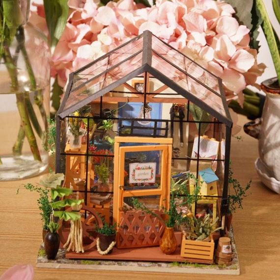 Diy Dollhouse Wooden Miniature Furniture Kit Mini Green House With Led Best Birthday Gifts For Women And Girls Robotime