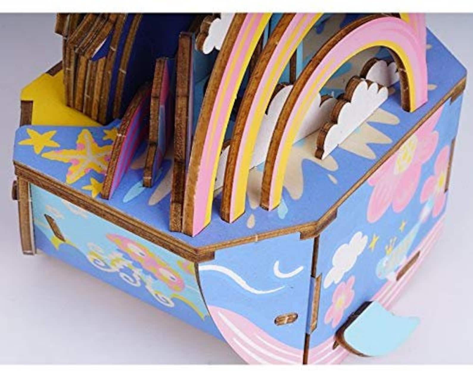 DIY Music Box Kit 3D Wooden Puzzle Mechanical Toys Rotating Etsy