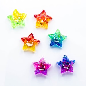 Colorful Emoji Magnets - Crystal Transparent Ombre Gradient - Stars Cute Faces Emotions - Magnet Set - Work School Supplies Refrigerator