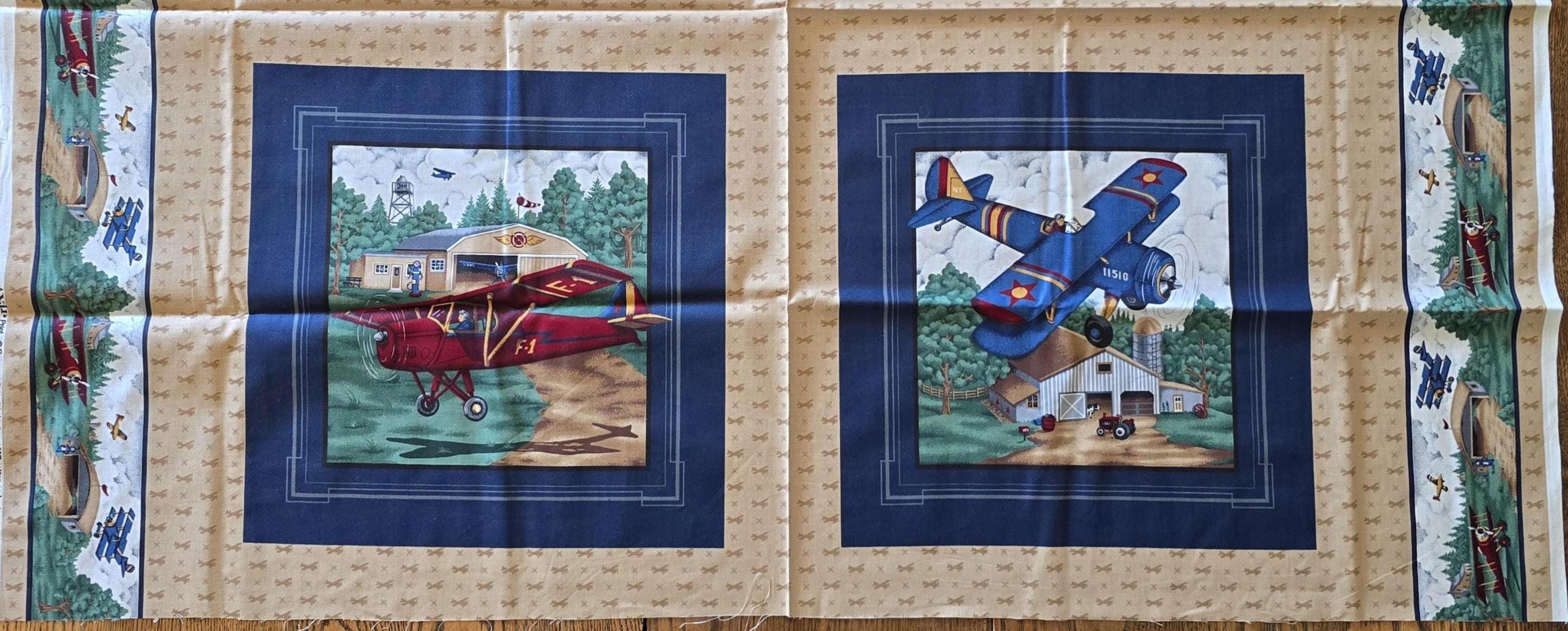 Fabric Panel:  Planes panel, VIP Screen Print, Cranston Print Works Co., 100% Cotton, New, 18" x 45"