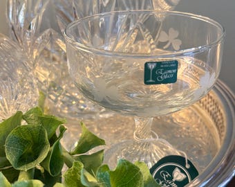Eamon Glass Shamrock Compote Dish Irish Crystal Bowl Dublin Ireland