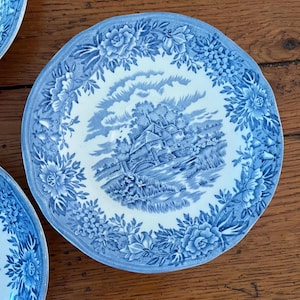 English Villages blue Transferware by Salem China Co. saucers selling individually