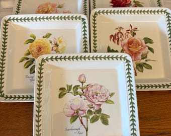 Portmeirion Botanic Roses Large Dinner Plates Set of 5 Various Roses Pink Red
