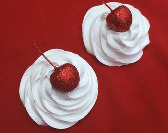 White Whipped Dollop Cherry Bow