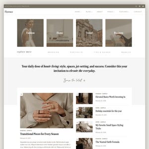 WordPress Theme for Blog, Fashion, Travel and Lifestyle Bloggers | Feminine Website Blogs Template, Kadence Child Theme | FLORENCE