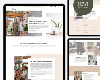 NEW Feminine Wordpress Theme 2024 | DIANA | Kadence Child Theme | Responsive Website for Bloggers, Podcasts, Courses, Coaches, Influencers