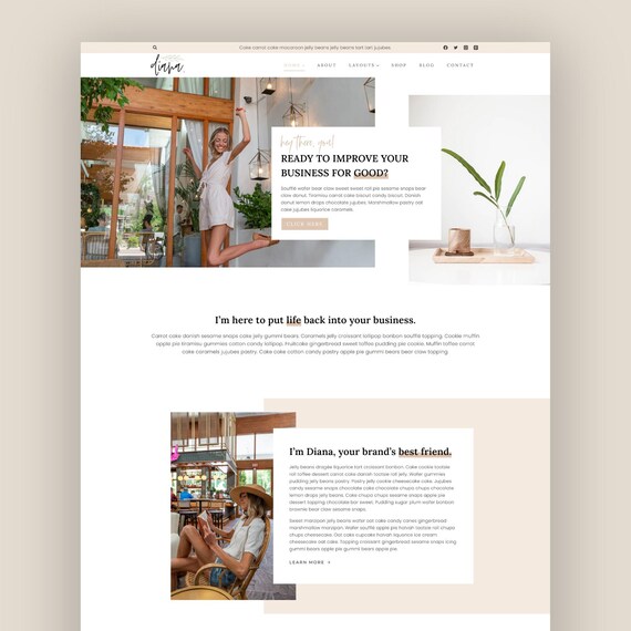 WordPress Theme for Blog, Podcast, Course, Business | Feminine Website Template, Kadence Child Theme | DIANA