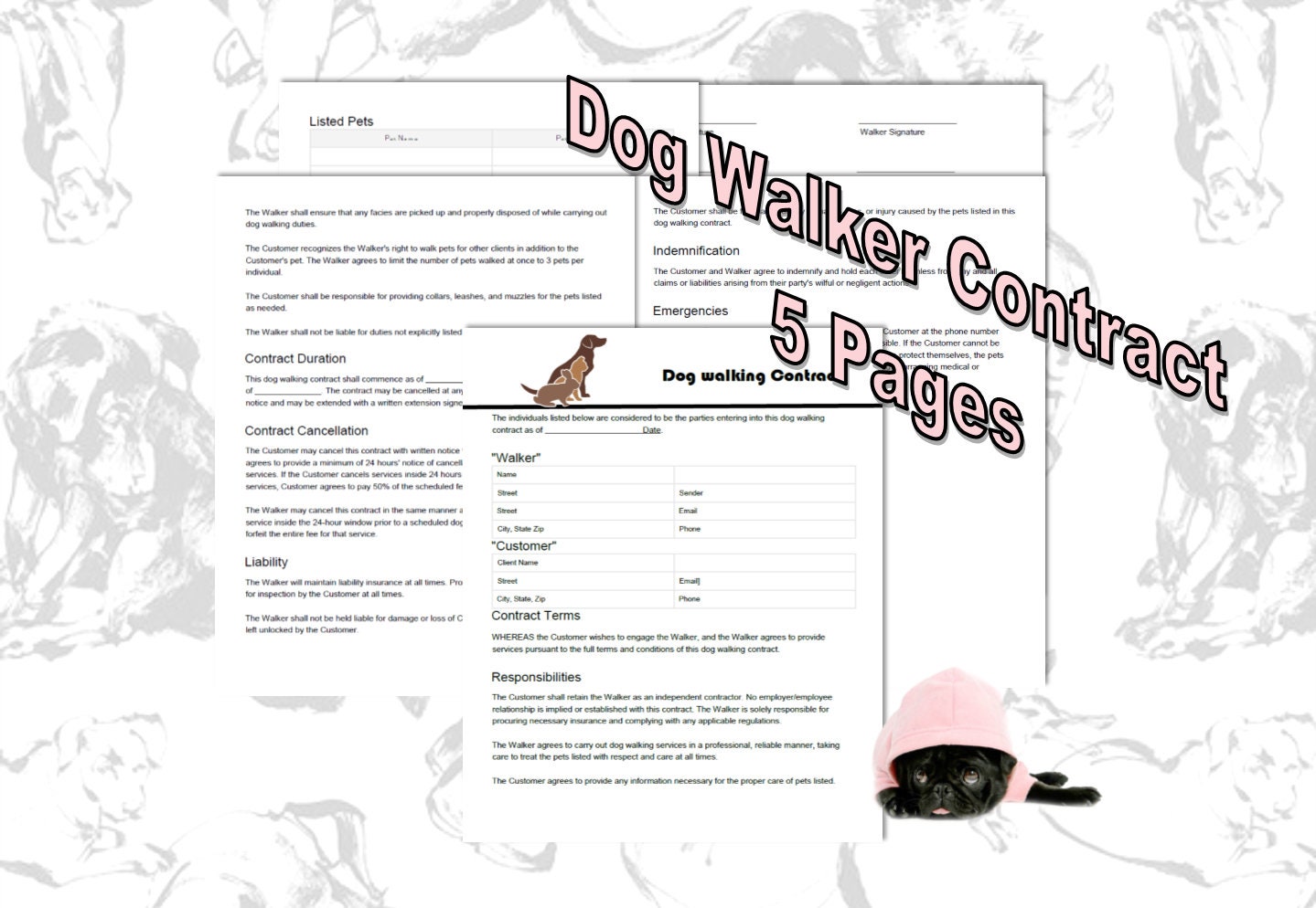 Pet Care Business Forms Templates and Agreements Etsy