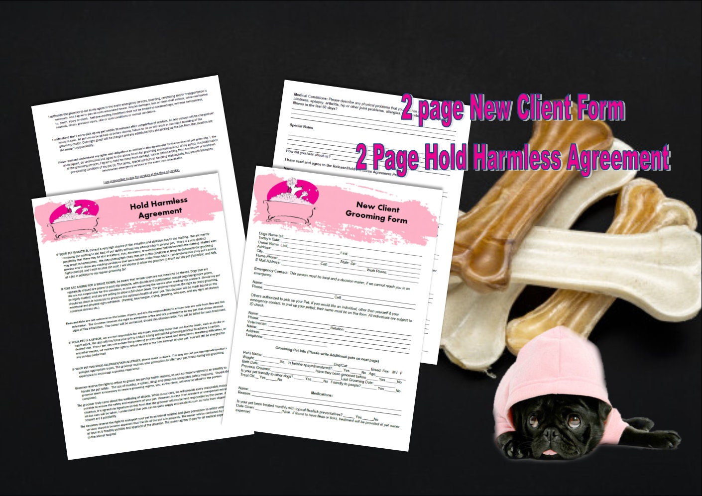 Dog Groomer Pet Care Business Forms Templates Etsy