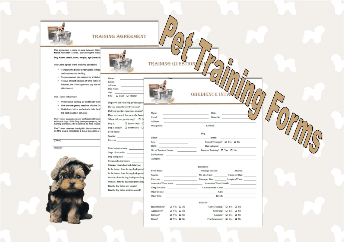 Dog Obedience Training Forms Etsy UK