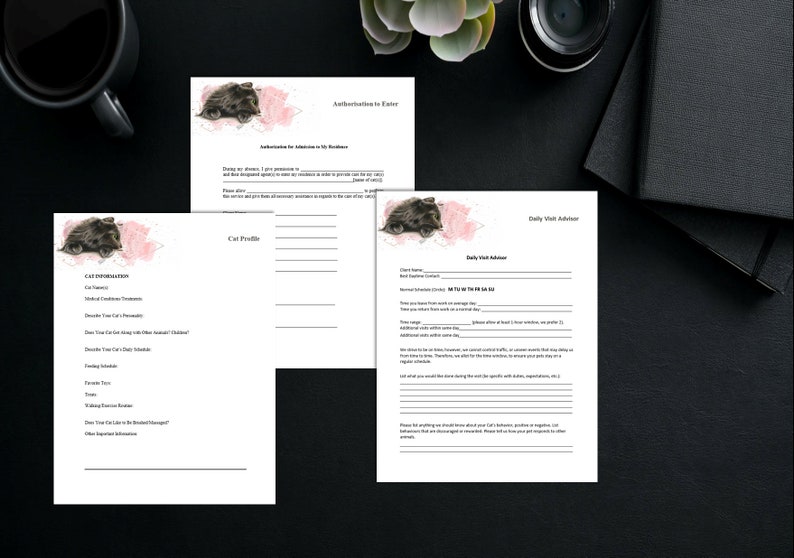 Cat Sitting Pet Care Business Forms, Templates and Agreements Etsy
