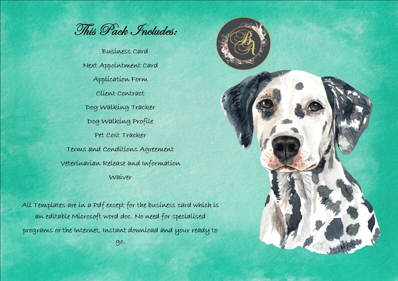 Dog Walker Pet Walker Pet Care Business Forms Templates Etsy