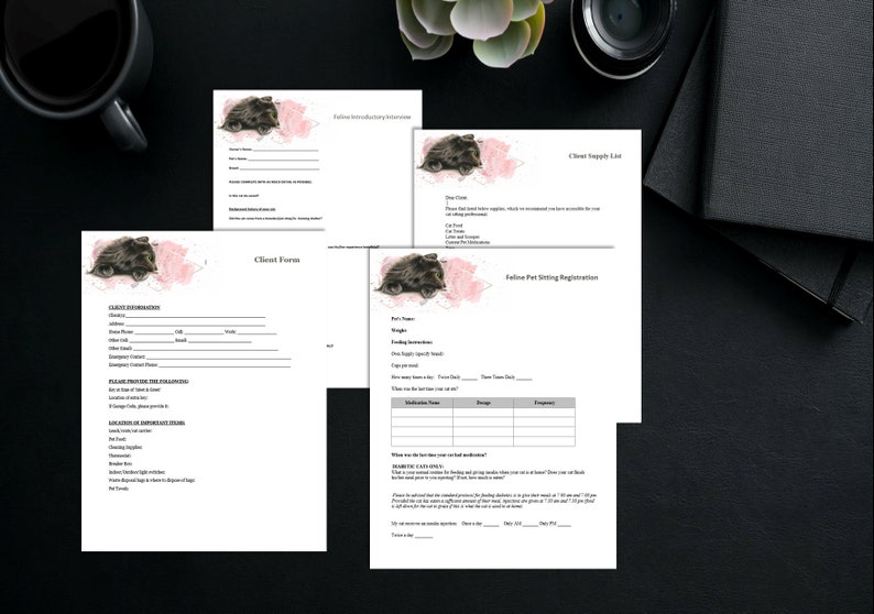 Cat Sitting Pet Care Business Forms, Templates and Agreements Etsy