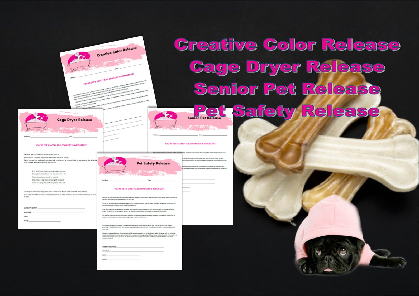 Dog Groomer Pet Care Business Forms Templates Etsy