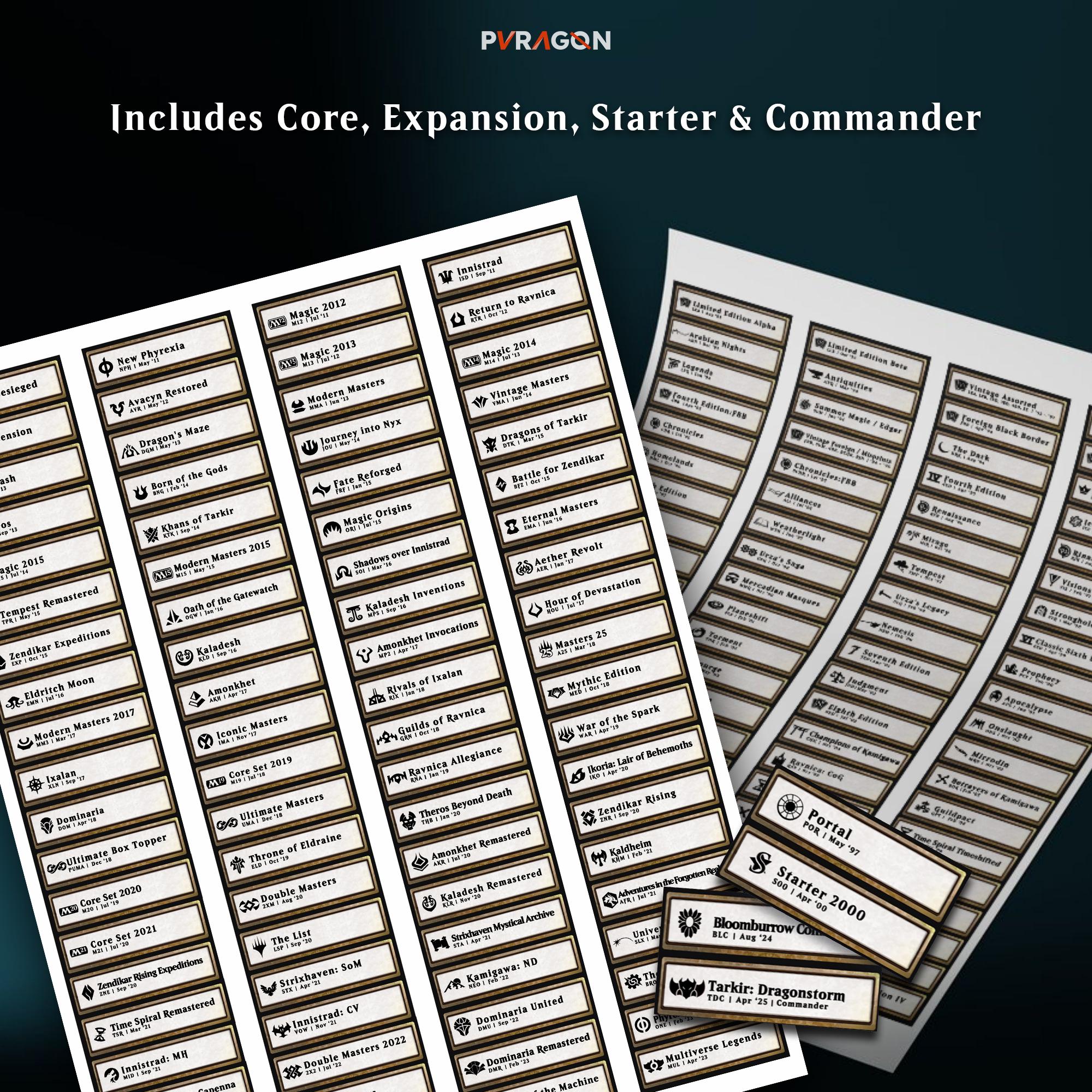 Printable Mtg Set Labels | Core and Expansion Sets | Digital