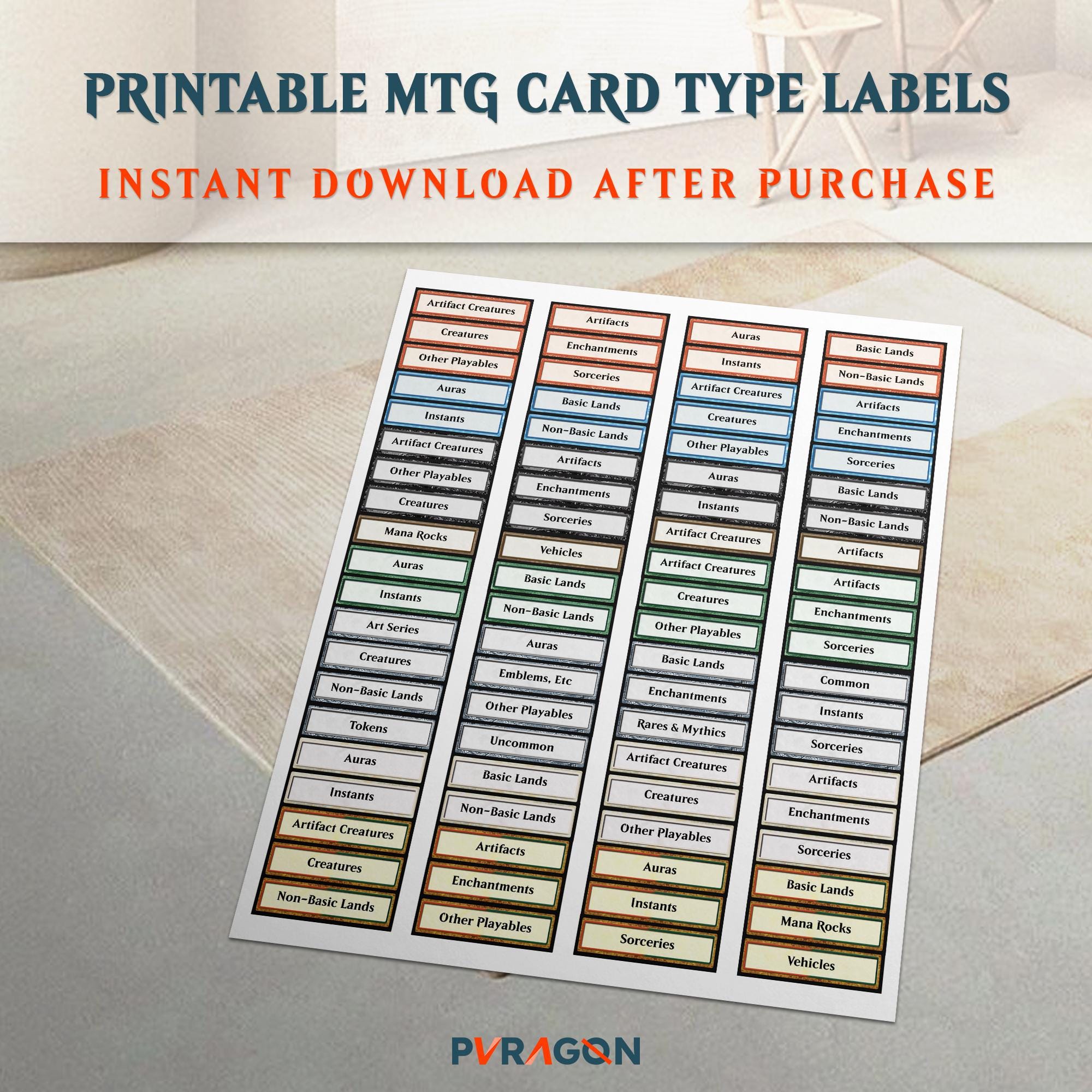 Typewritten Label Mtg Card Type Labels | Single-sided Dividers (instant Download PDF) - Etsy