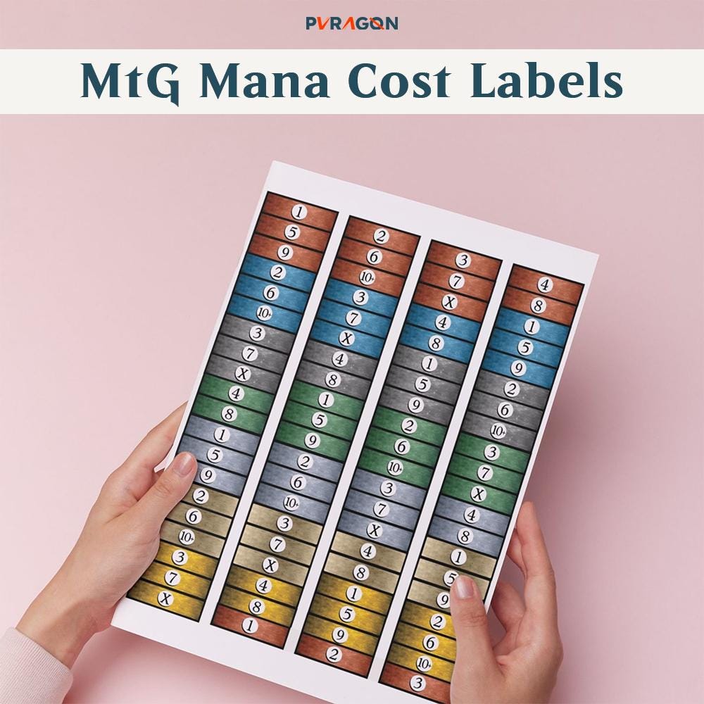 Mtg Printable Mana Cost Stickers | Magic the Gathering CMC Card