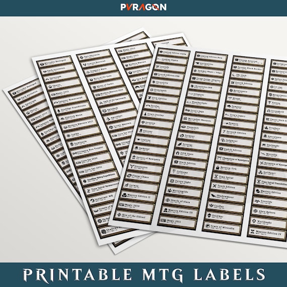 Printable Mtg Set Labels | Core and Expansion Sets | Digital