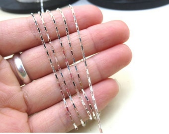 Sterling Silver Rectangular chain Solid silver Cable chain 925  Unfinished Bulk chain Necklace Loose Chain jewelry making kw0033
