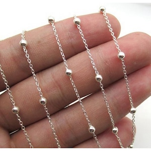 Sterling silver ball  chain 3.2feet Silver Chain Bulk 925 sterling silver Unfinished  chain Necklace Chain for Women & Men kw0012