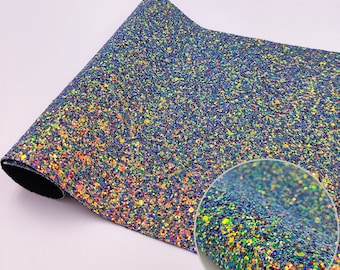 Blue Chunky Glitter PU Leather Sheet, Earring & Hair Bow Craft Supply gw172