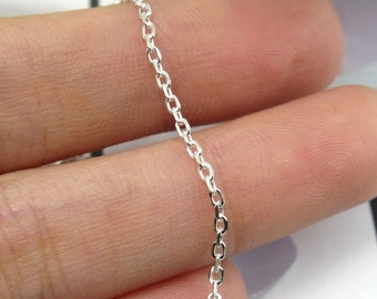 Sterling silver Solid silver Cable chain  Unfinished Chain Silver Chain Bulk chain Necklace Loose Chain for Women & Men kw0001