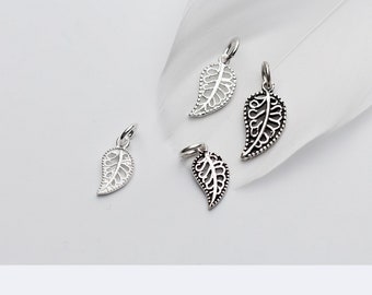 Sterling silver small leaf pendant jewelry charms Pendants earring Necklace bracelet charm Diy charms Jewelry making findings kw1084