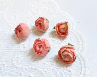 Real Flower Charm 2pcs pink rose Pressed Flower 1-3cm Resin Pendant Dired Flower earring charm Handmade making jewelry kw0554