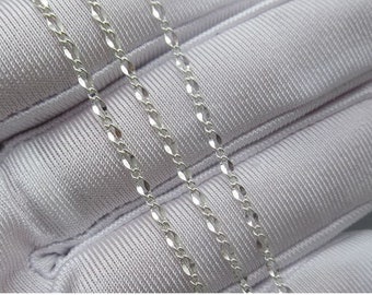 Sterling Silver Sequin chain Solid silver Cable chain 925  Unfinished Bulk chain Necklace Loose Chain jewelry making kw0045