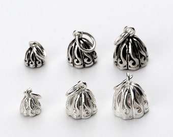 Sterling silver anemone lotus pendant jewelry charms Pendants earring Necklace bracelet charm Diy charms Jewelry making findings kw1058