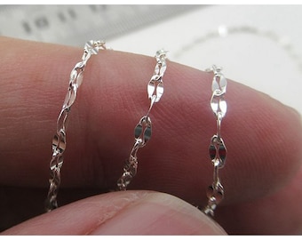 Sterling Silver Sequin chain Solid silver Cable chain 3.2 feet 925  Unfinished Bulk chain Necklace Loose Chain jewelry making kw0049w