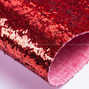 Red chunky glitter sequin canvas sheet glitter Faux Leather 8x11 inch pu leather supply wholesale fabric craft tools supplies bw001-06