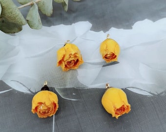 Real Flower Charm 2pcs yellow flower Pressed Flower 1-3cm Resin Pendant Dired Flower earring charm Handmade making jewelry kw0564-6