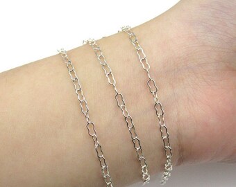 Sterling Silver Circle Chain Solid silver Cable chain 925  Unfinished Bulk chain Necklace Loose Chain jewelry making kw0055