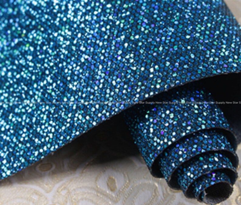 Blue Glitter Iridescent Mermaid Scales Fish Faux Leather Sheet Canvas ...