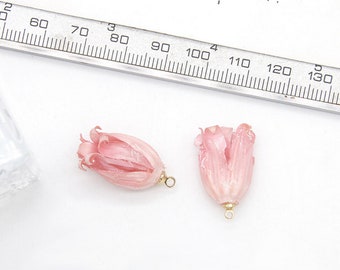 Real Flower Charm 2pcs light pink flower Pressed Flower 1-3cm Resin Pendant Dired Flower earring charm Handmade making jewelry kw0639-10