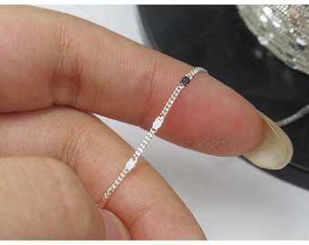 Sterling Silver Curb Chains Solid silver Cable chain 925  Unfinished Bulk chain Necklace Loose Chain jewelry making kw0032
