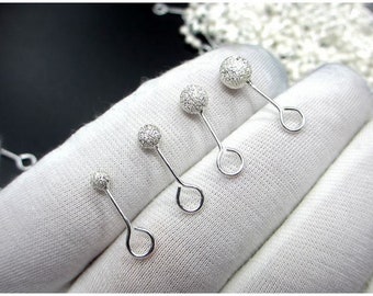 Sterling Silver nice Earring Thread Earrings Line  925  Solid Silver diy Earring studs jewelry making findings supplies kw0000