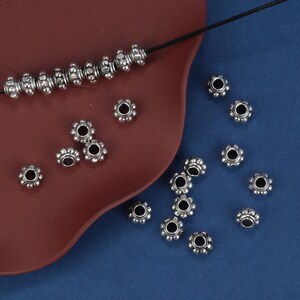 car flower beads vintage silver charm silver Solid Silver Spacer beads s925 silver bracelet beads making jewelry findings kw0416