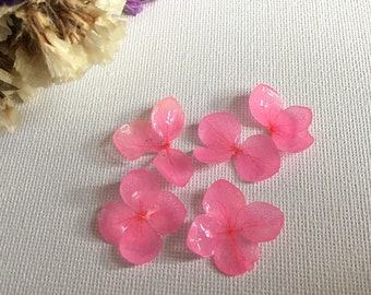 Real Flower Charm 2pcs pink Pressed Flower 1-3cm Resin Pendant Dired Flower earring charm Handmade making jewelry kw0568-11