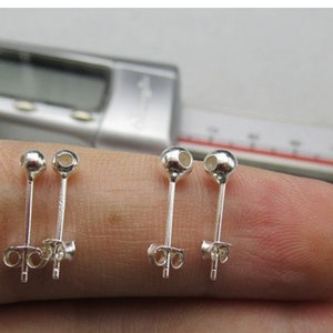 Sterling Silver ball earring studs 4 paris  Solid Silver Posts 925  Earring studs earring setting jewelry findings kw0139
