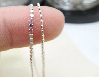 Sterling Silver Bead chain Solid silver Cable chain 925  Unfinished Bulk chain Necklace Loose Chain jewelry making kw0059