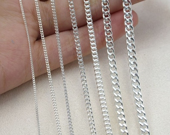 Sterling silver Link chain   chain  Solid Silver Unfinished Chain Bulk 925 sterling silver chain Necklace for Women & Men kw0006