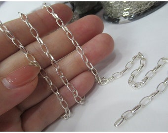 Sterling Silver cabel chain Solid silver Cable chain 925  Unfinished Bulk chain Necklace Loose Chain jewelry making kw0031w