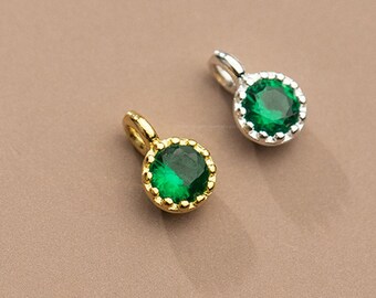 Sterling silver green zircon jewelry charms Pendants earring Necklace bracelet charm Diy charms Jewelry making findings kw0991-1c