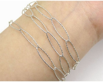 Sterling Silver Oval chain Solid silver Cable chain 3.2 feet 925  Unfinished Bulk chain Necklace Loose Chain jewelry making kw0061
