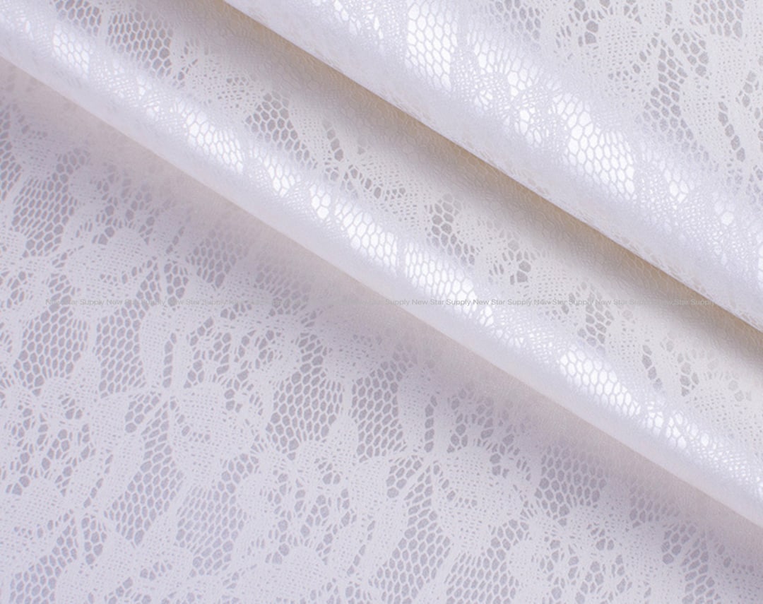 By Half Yard White Rose Lace Faux Leather Sheet Rose Flower Pu Leather ...