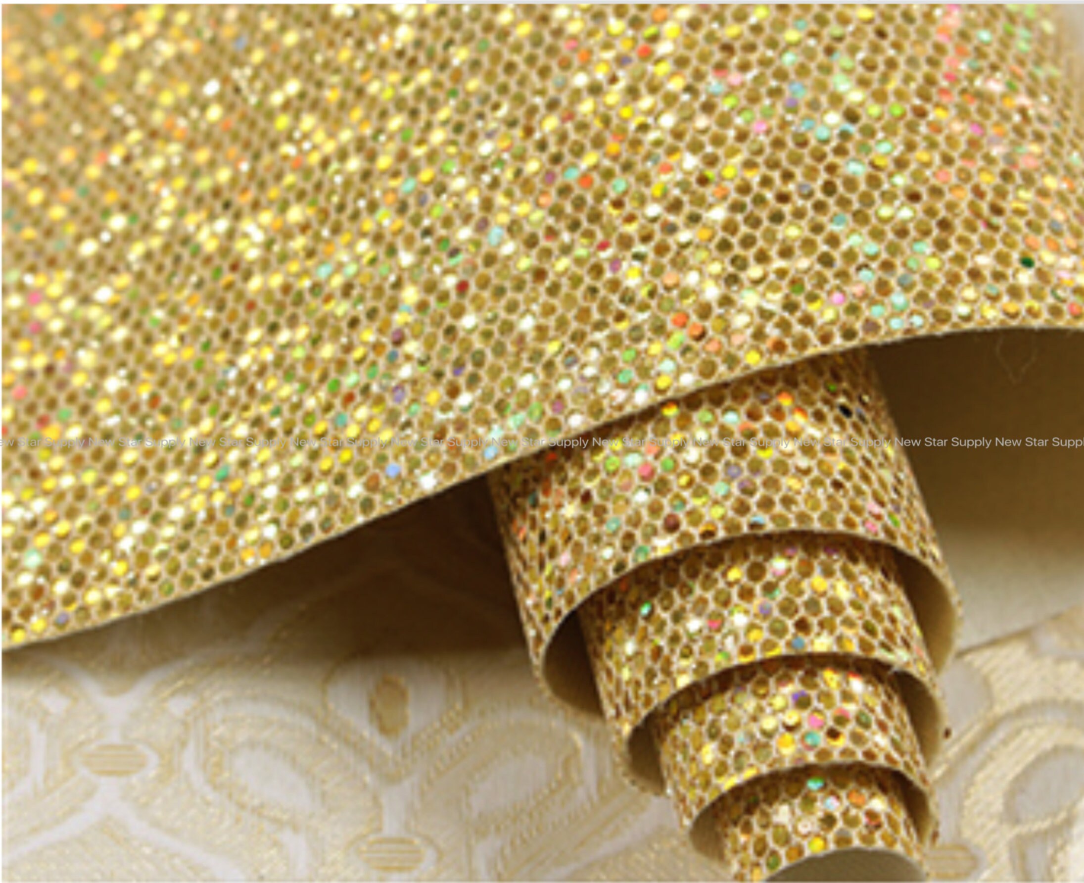 Gold Glitter Iridescent Mermaid Scales Fish Faux Leather Sheet Canvas ...