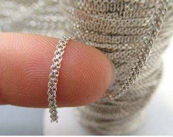 Sterling Silver O-shaped chain Solid silver Cable chain 925   Unfinished Bulk chain Necklace Loose Chain jewelry making kw0051-b
