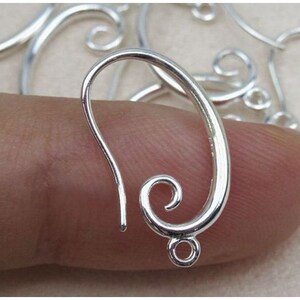 Sterling Silver ear nice Earring Hook Earrings 925  Solid Silver Ear Wire diy jewelry making findings supplies kw0225